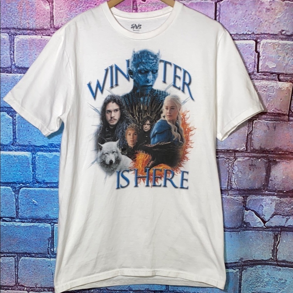 Game of Thrones White Graphic T-Shirt Large SAVS Brand